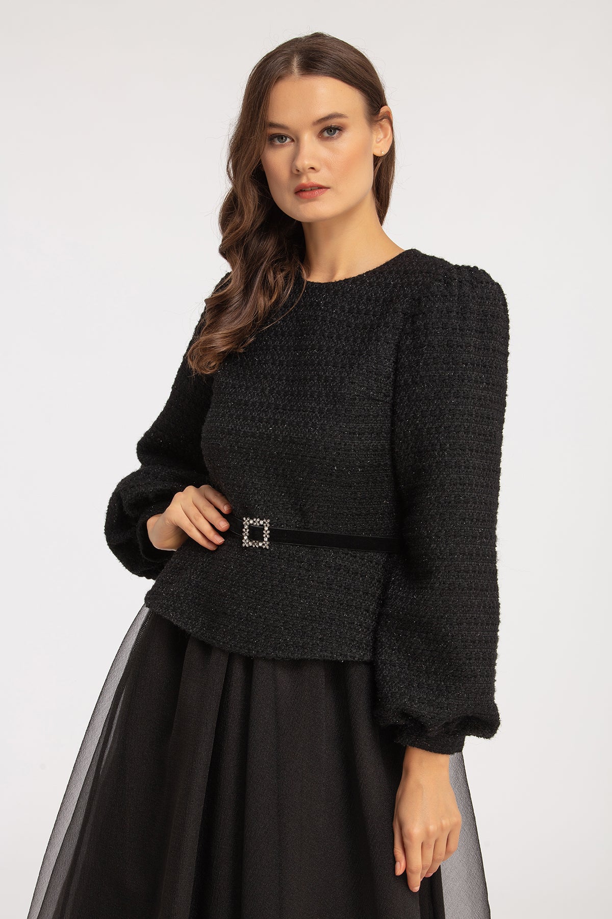 Kadın Tüvit Tül Detaylı Elbise