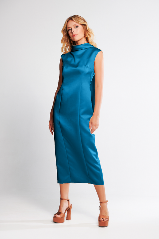 Sıfır Kol Sırt Dekolteli Kadın Elbise