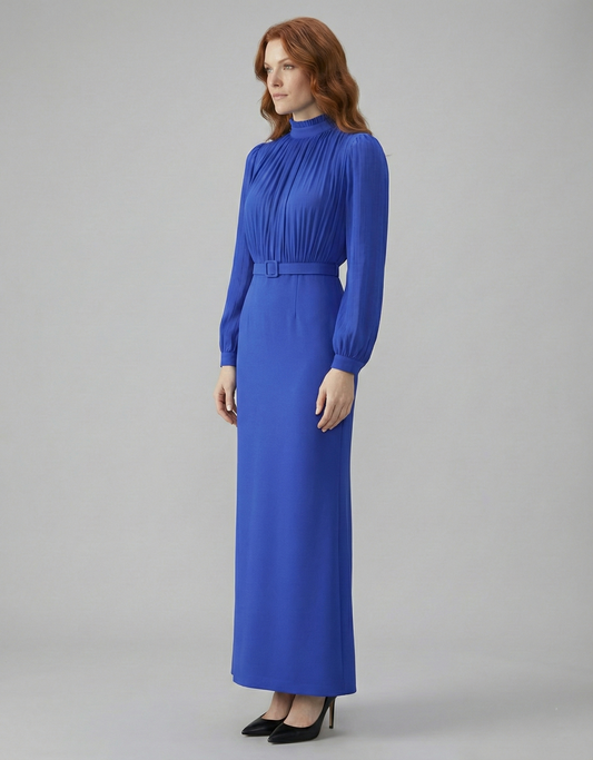 Kadın Kemer Detaylı Uzun Elbise