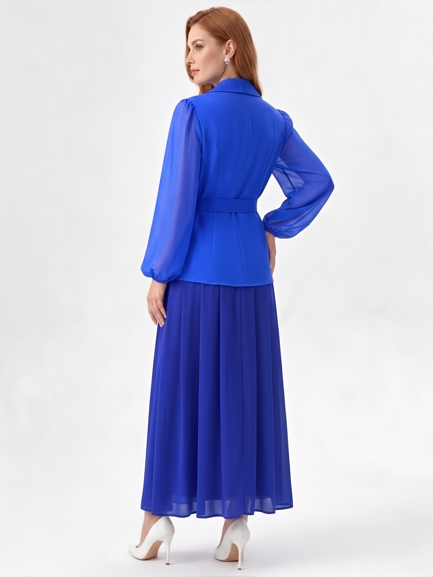 Kadın Organze Belden Bağlamalı Ceket