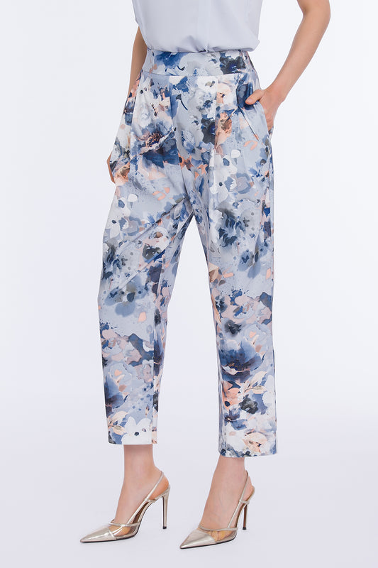 Çiçek Desenli Düz Paça Pantolon