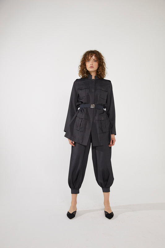 Kadın Uzun Kollu Kemerli Ceket