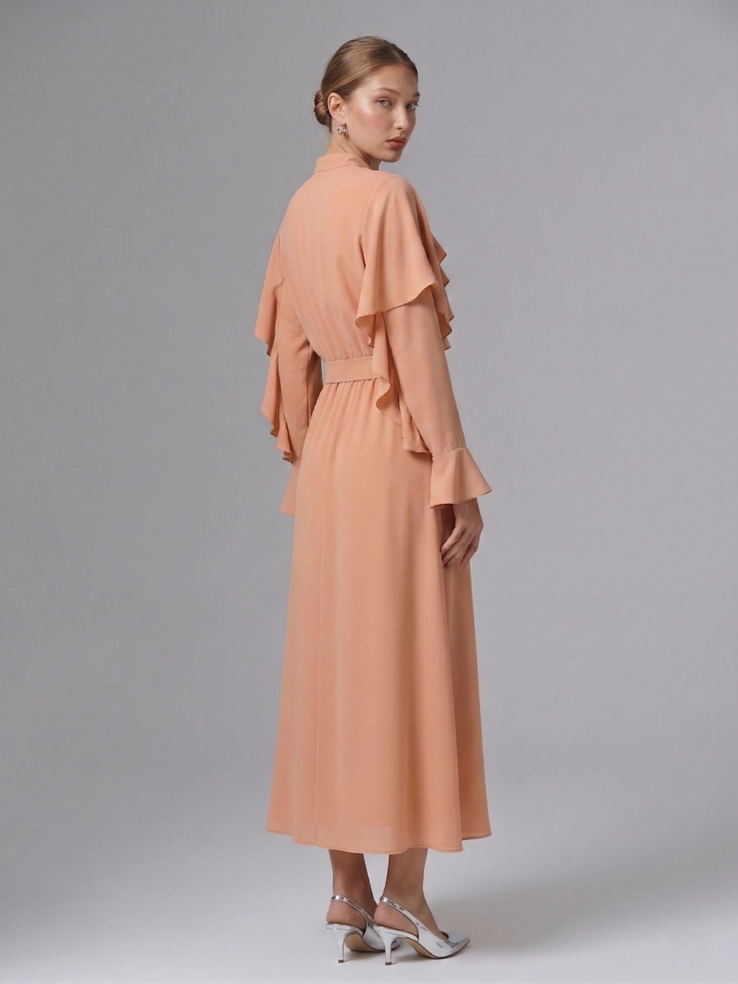 Kadın Kemer Detaylı Fırfırlı Elbise