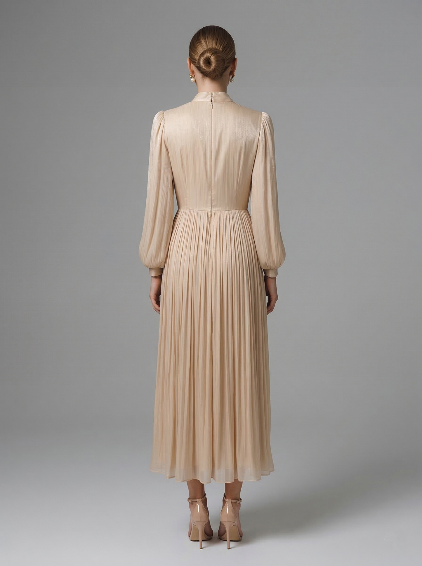 Kadın Drape Detaylı Uzun Şifon Elbise