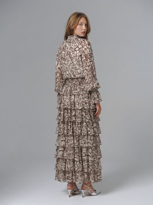 Kadın Uzun Kollu Leopar Desenli Elbise