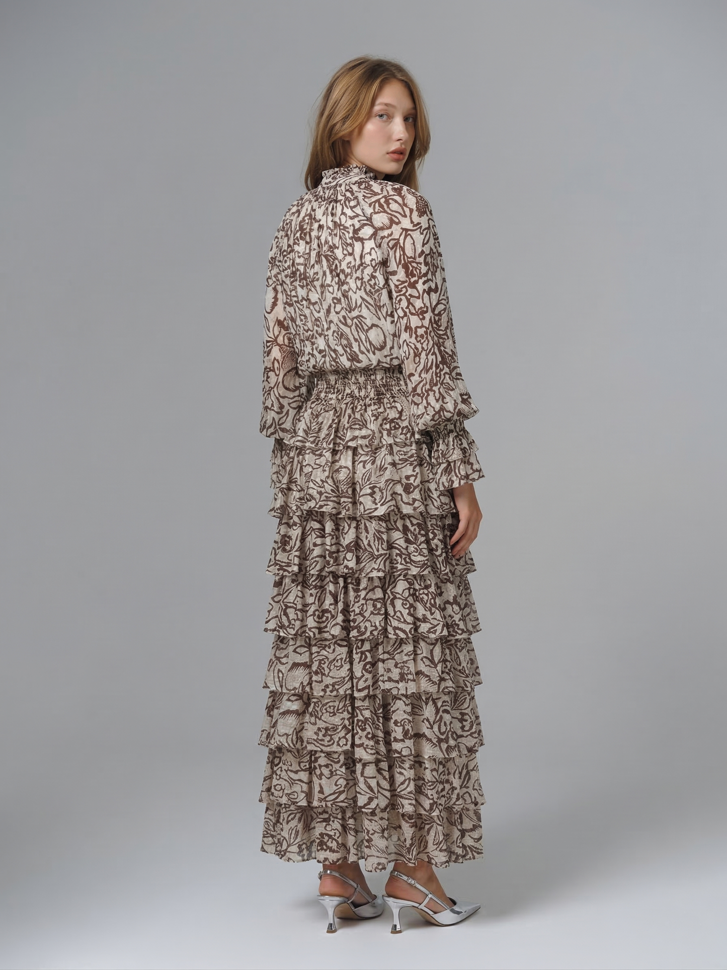 Kadın Uzun Kollu Leopar Desenli Elbise