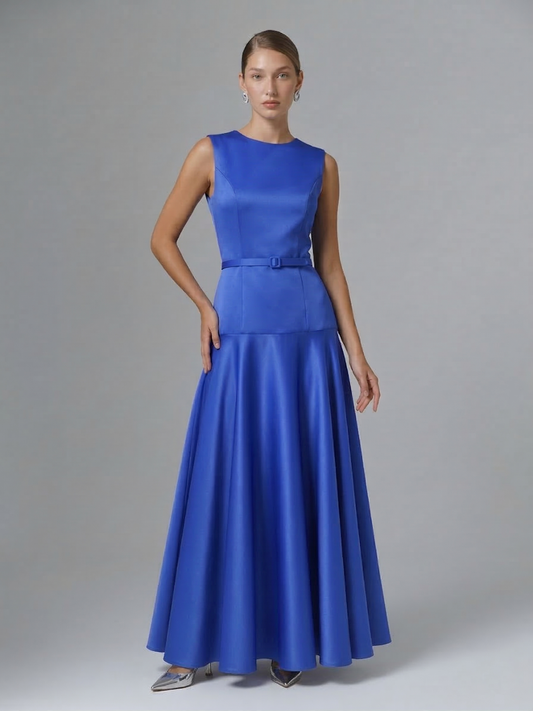 Kadın Jile Kemer Detaylı Uzun Elbise