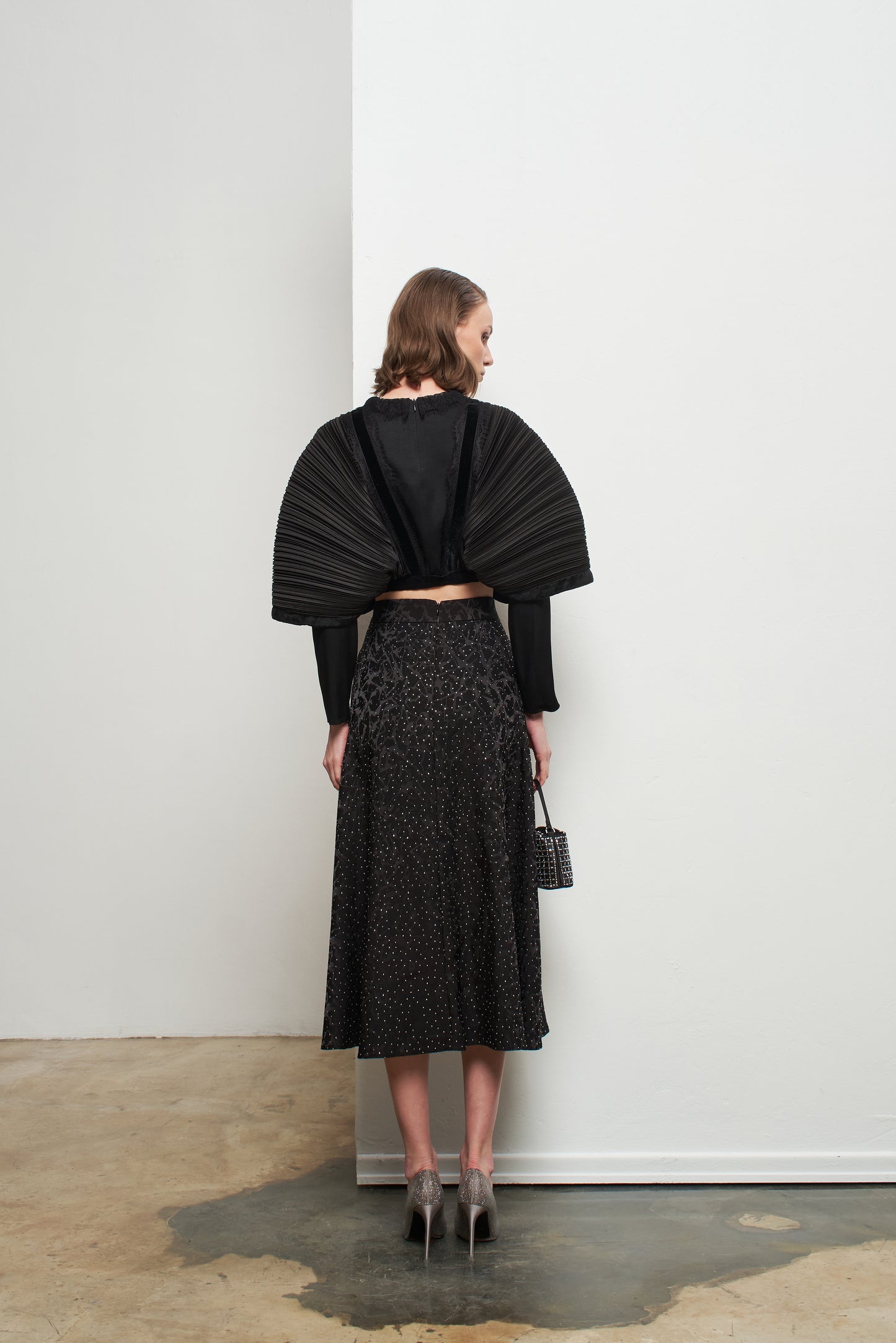 Kadın Kol Detaylı Kısa Saten Bluz