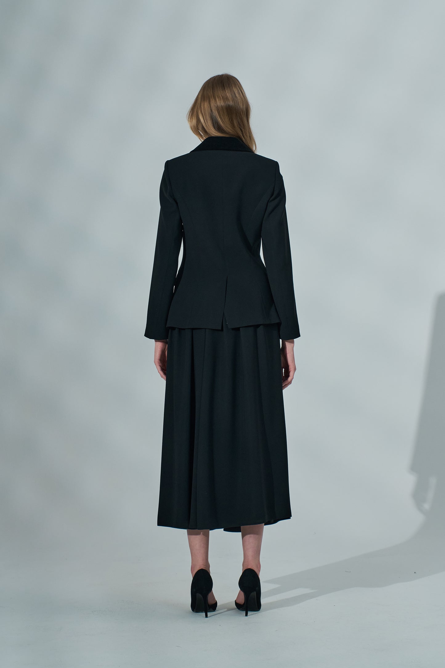 Kadın Drape Detaylı V Yaka Ceket