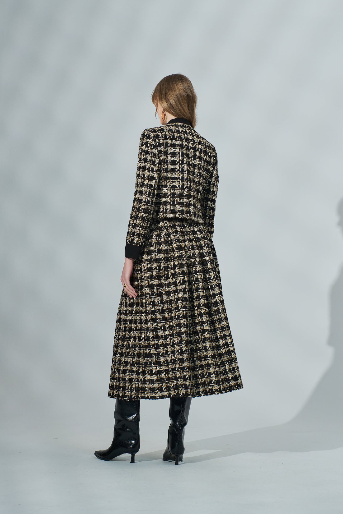 Kadın Ekose Desenli Midi Etek