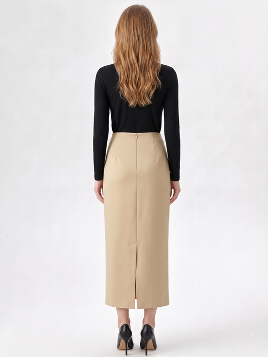 Kadın Pili Detaylı Midi Etek