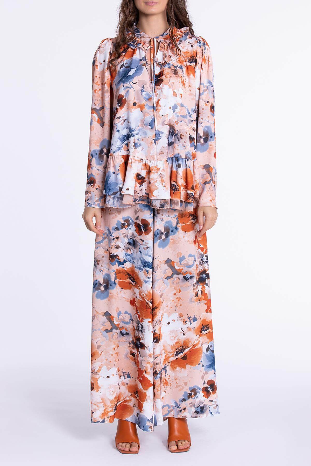 Çiçek Desenli Pantolon