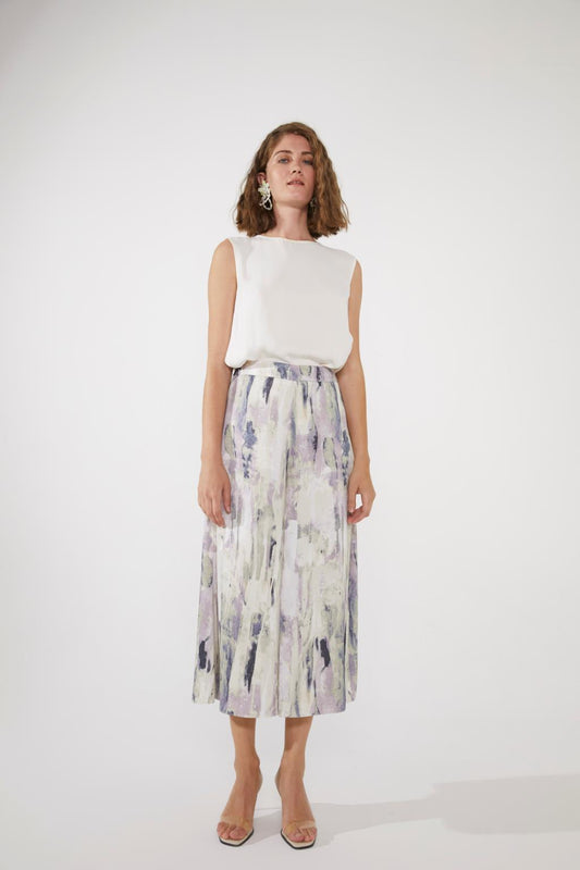 Desenli Bol Paça Pantolon