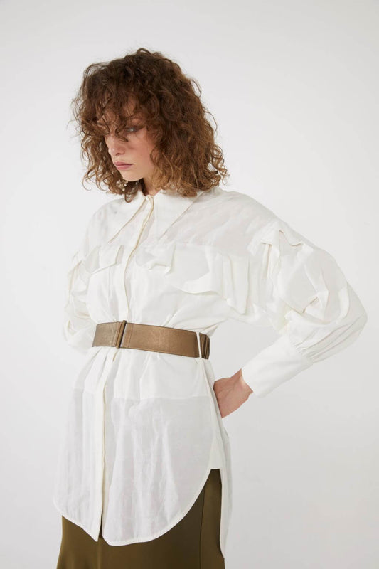 Volanlı Poplin Gömlek