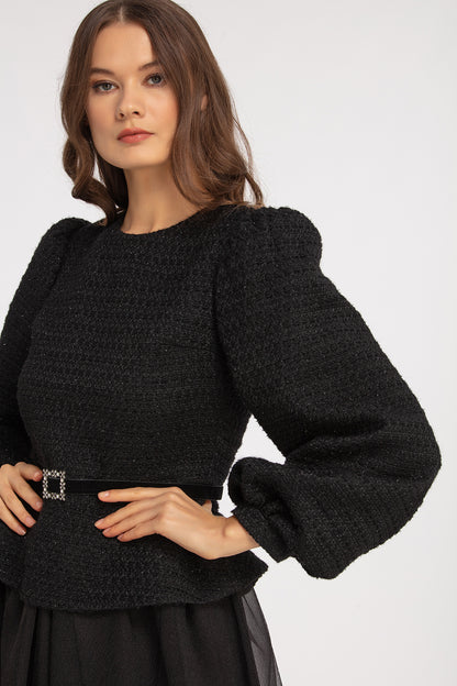 Kadın Tüvit Tül Detaylı Elbise