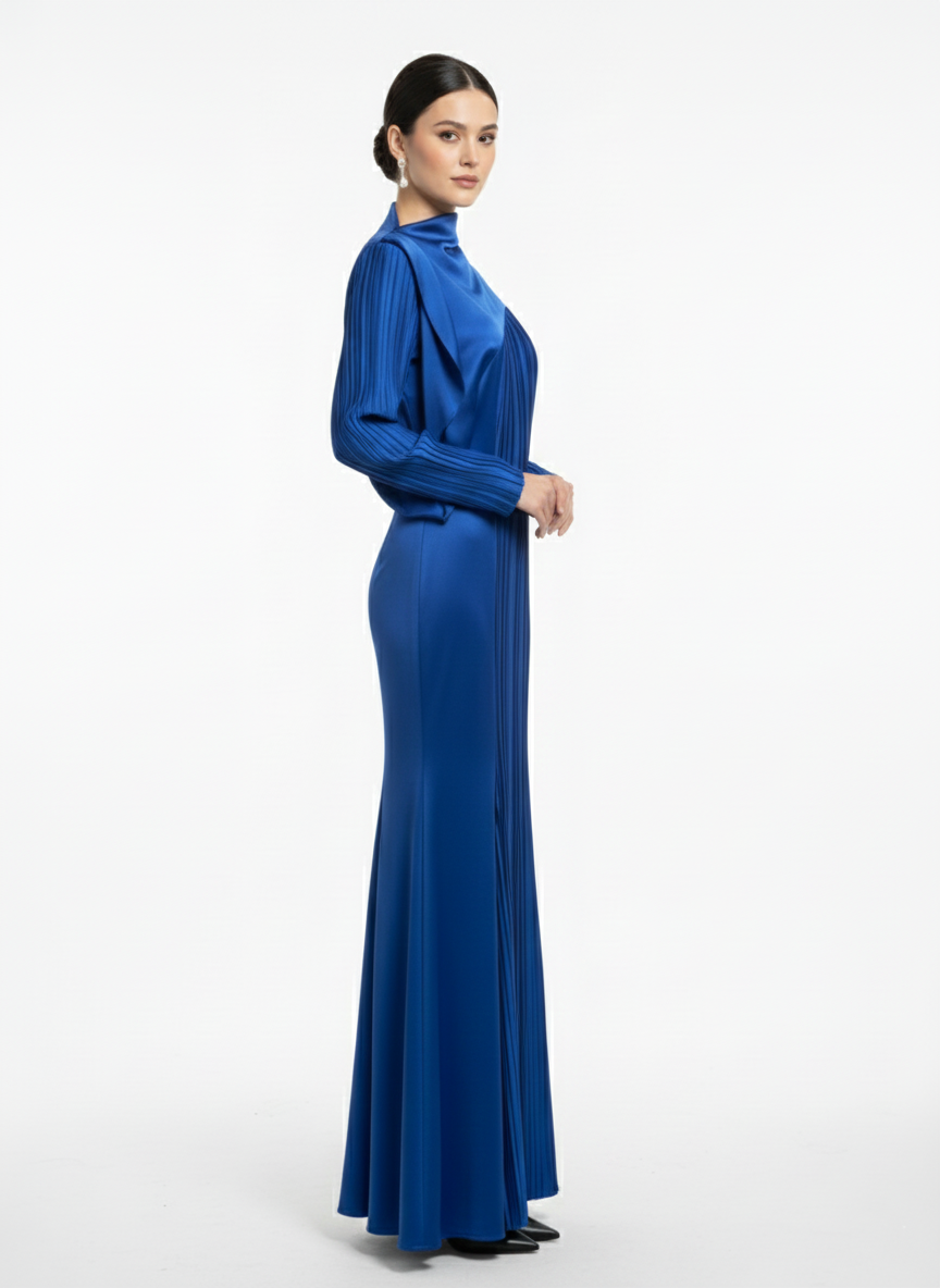 Kadın Uzun Kollu Yaka Detaylı Elbise