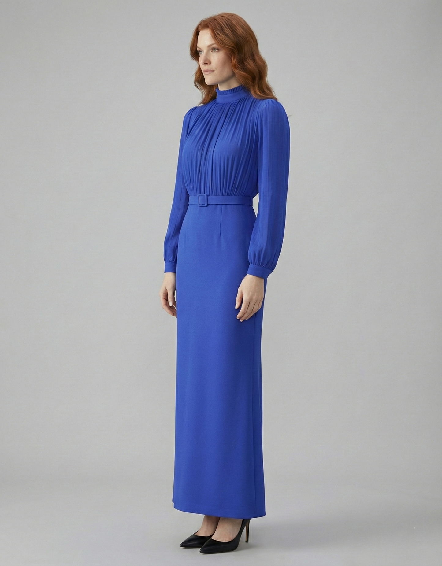 Kadın Kemer Detaylı Uzun Elbise