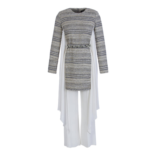 Kalın Simli Tül Detaylı Tunik