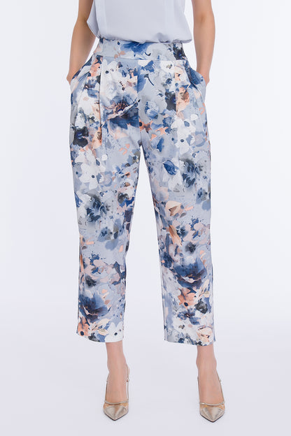 Çiçek Desenli Düz Paça Pantolon