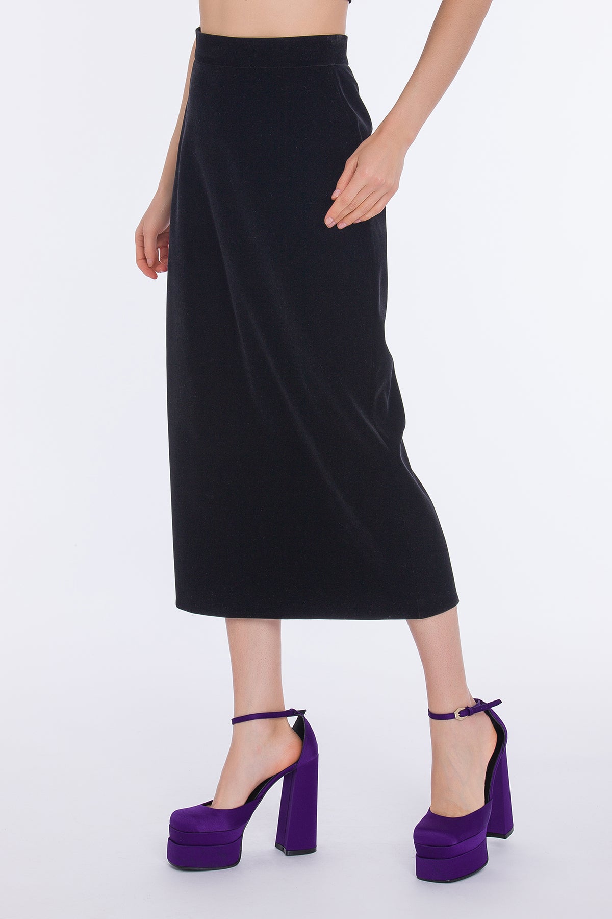 Kadife Midi Boy Etek