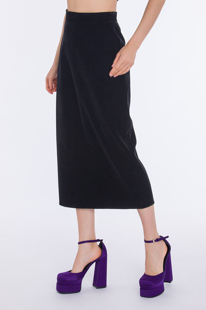 Jupe midi en velours pour femme