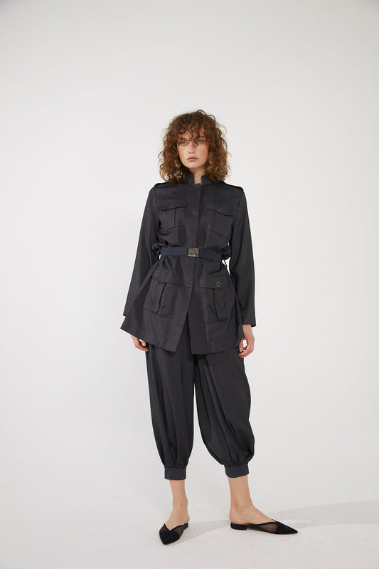 Kadın Uzun Kollu Kemerli Ceket