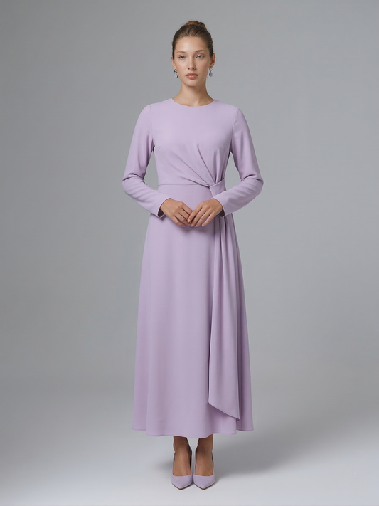 Kadın Bel Büzgü Detaylı Uzun Elbise