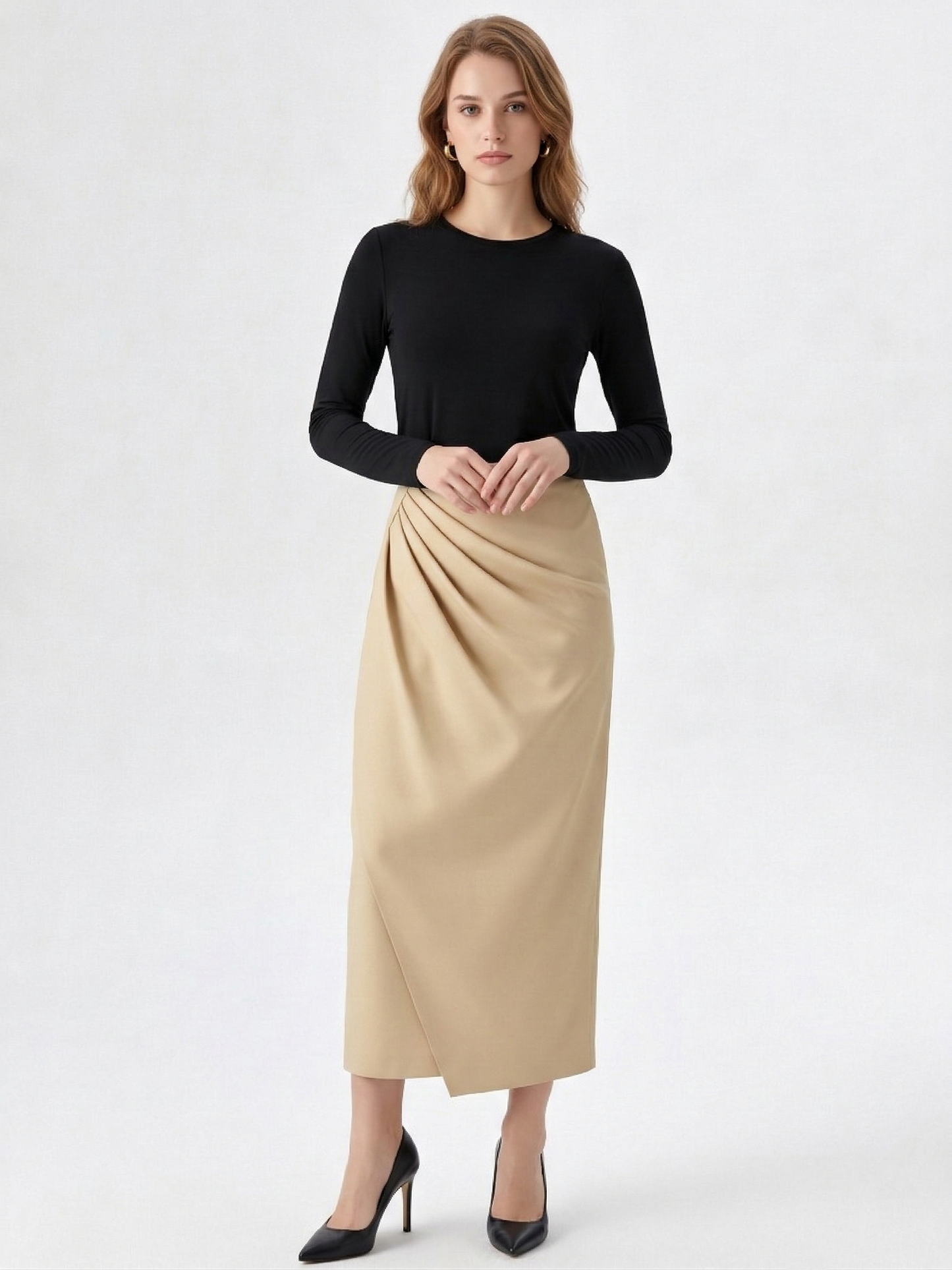 Kadın Pili Detaylı Midi Etek