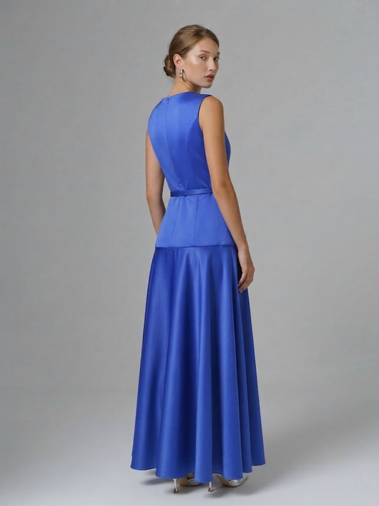 Kadın Jile Kemer Detaylı Uzun Elbise