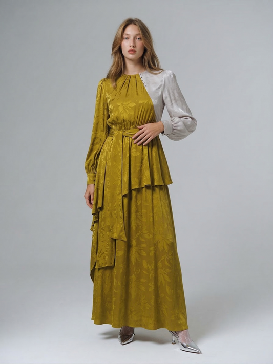 Kadın Jakar Belden Kuşaklı Uzun Elbise