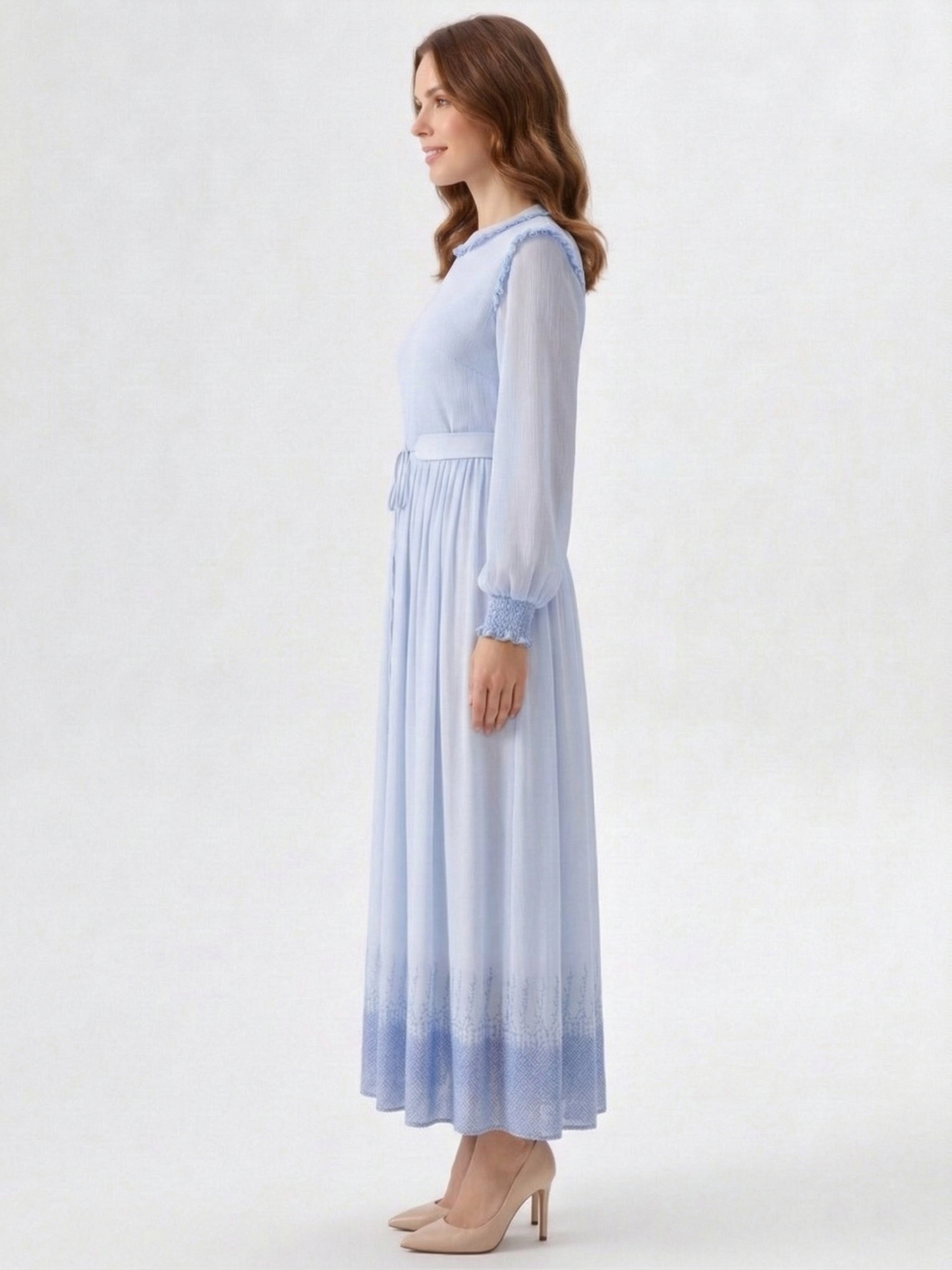 Kadın İşleme Detaylı Şifon Elbise