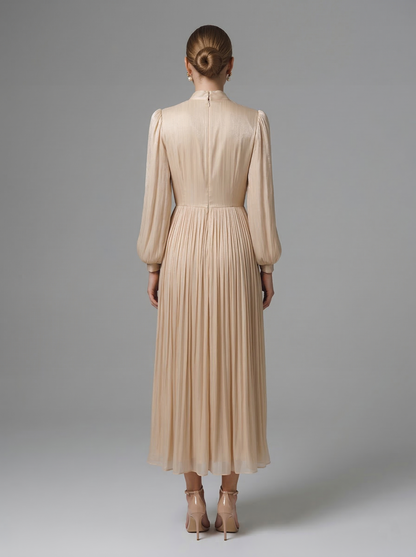 Robe longue en mousseline à détails drapés pour femme