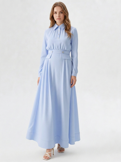 Kadın Uzun Kollu Cep Detaylı Elbise