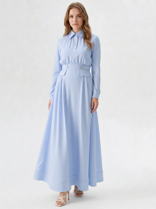 Kadın Uzun Kollu Cep Detaylı Elbise