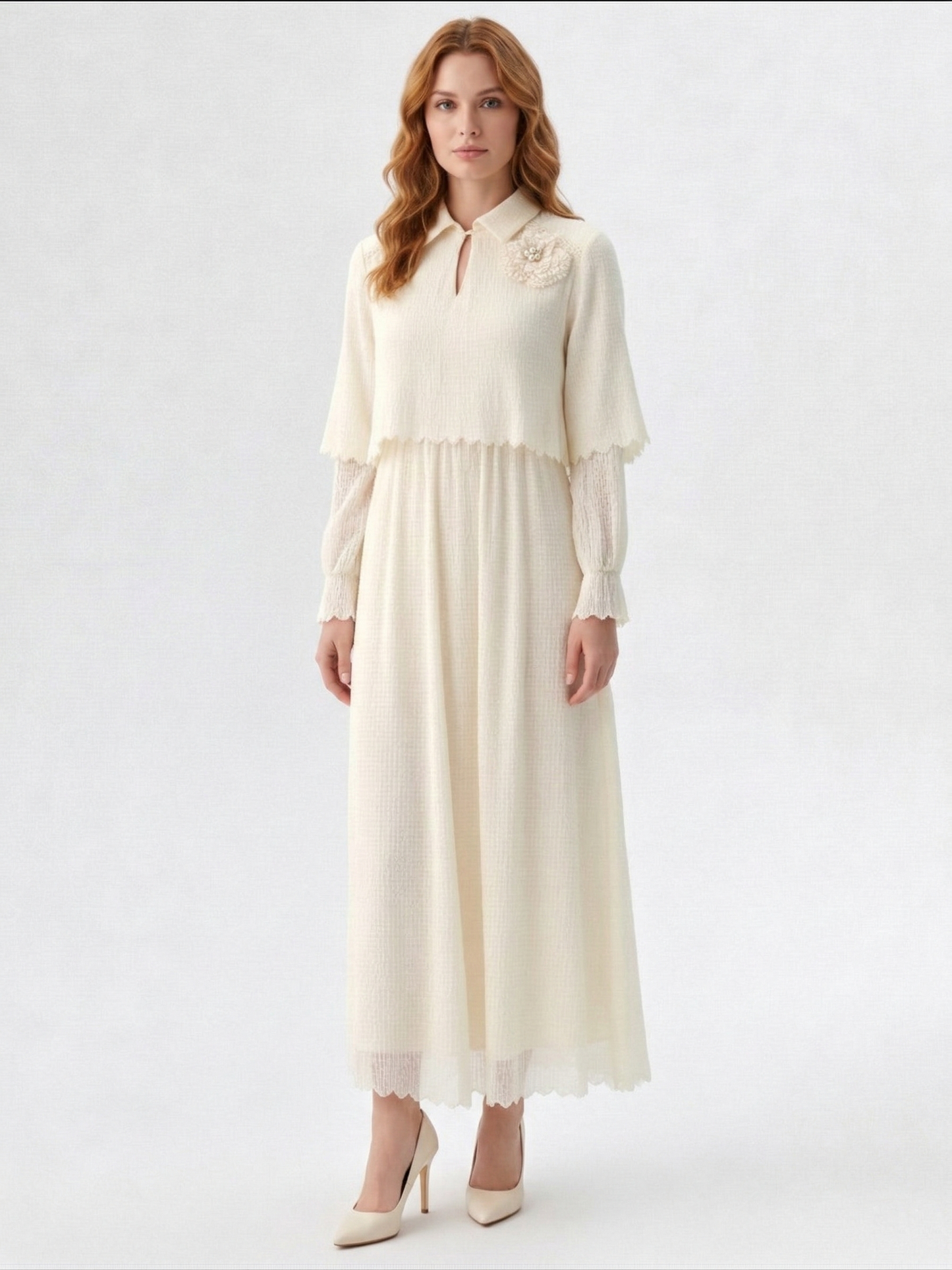 Kadın Dantel Katmanlı Uzun Elbise