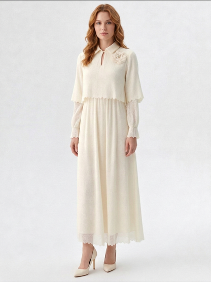 Kadın Dantel Katmanlı Uzun Elbise