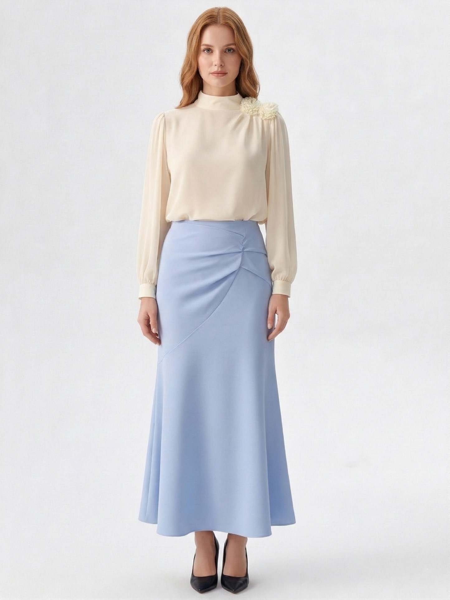 Kadın Uzun Kollu Çiçek Detaylı Bluz