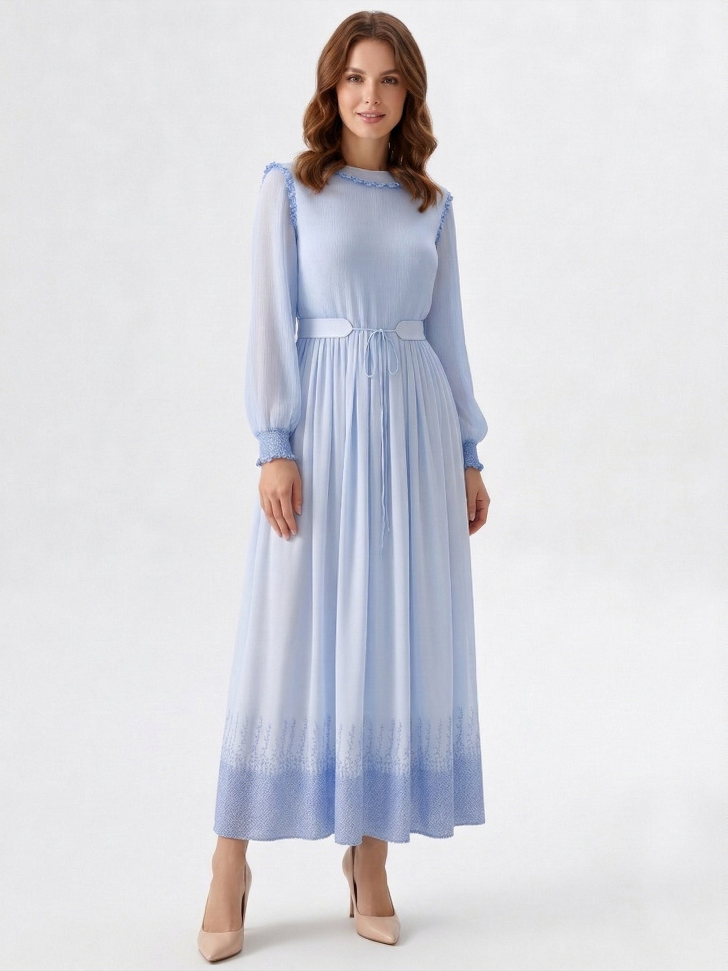 Kadın İşleme Detaylı Şifon Elbise