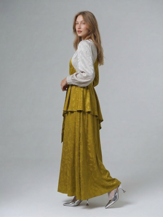 Kadın Jakar Belden Kuşaklı Uzun Elbise