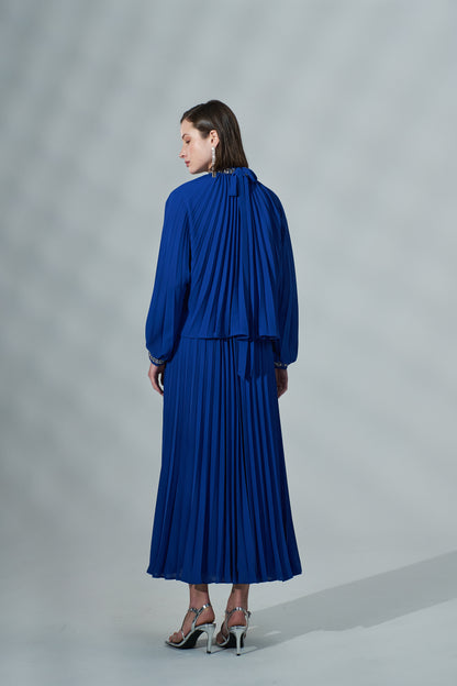 Robe longue avec détails brodés au col pour femme