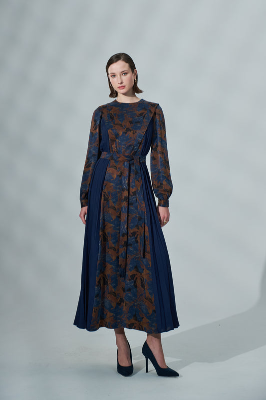 Kadın Uzun Kollu Kuşaklı Pilisoley Elbise