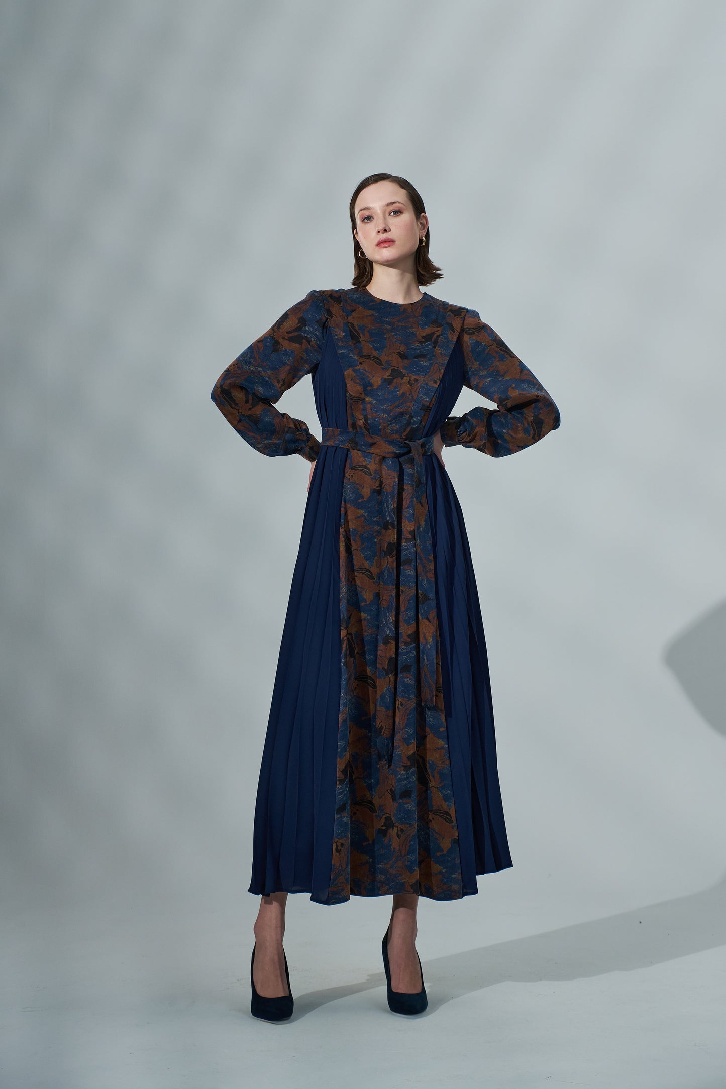 Kadın Uzun Kollu Kuşaklı Pilisoley Elbise