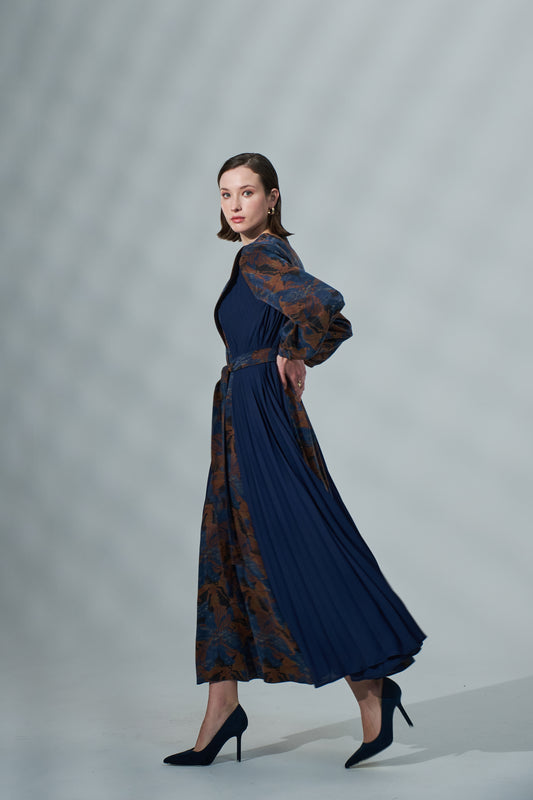 Kadın Uzun Kollu Kuşaklı Pilisoley Elbise