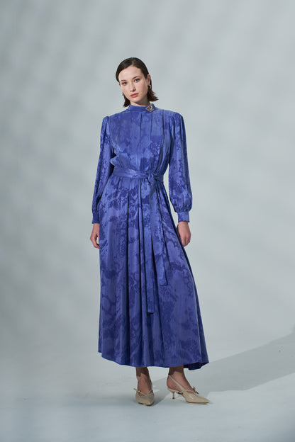Women's Patterned Belted Long Dress