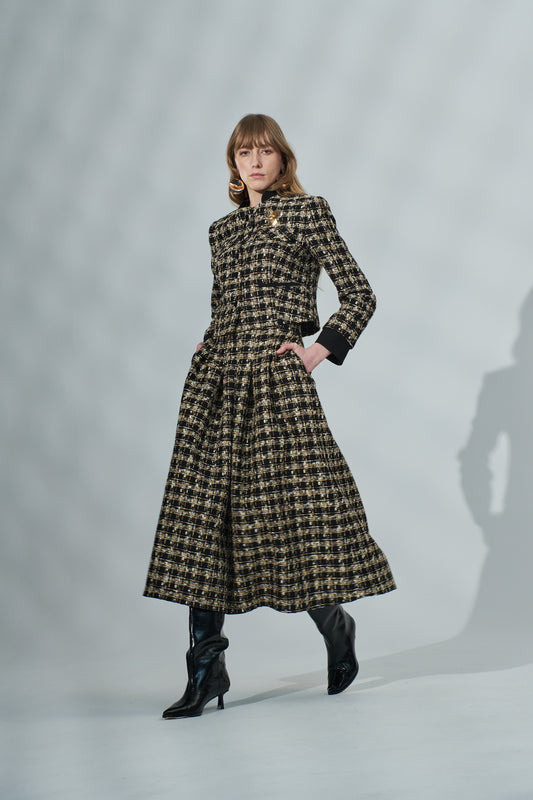 Kadın Ekose Desenli Midi Etek