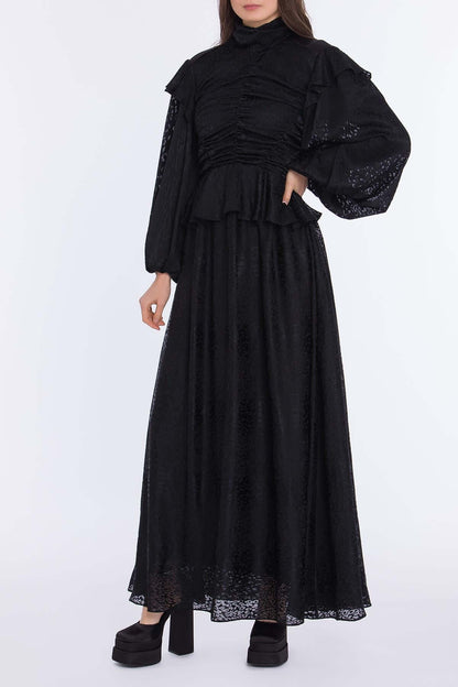 Robe à taille volantée avec détail froncé pour femme