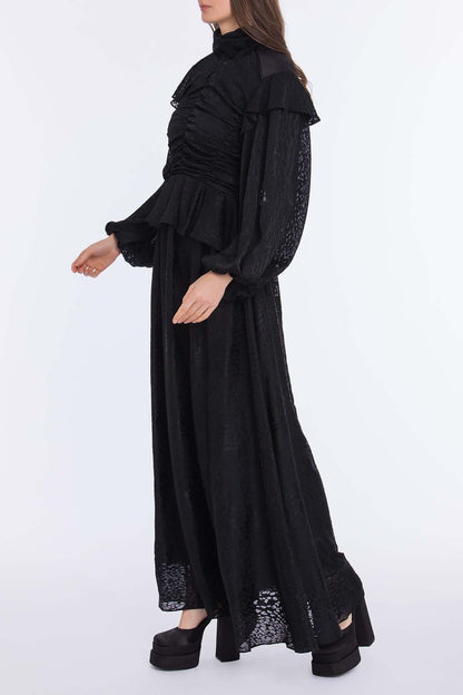 Robe à taille volantée avec détail froncé pour femme