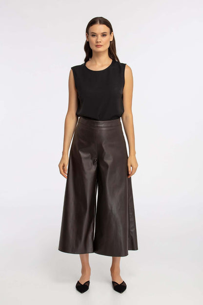 Women's Wide-Leg Leather Pants