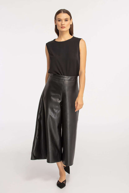 Women's Wide-Leg Leather Pants