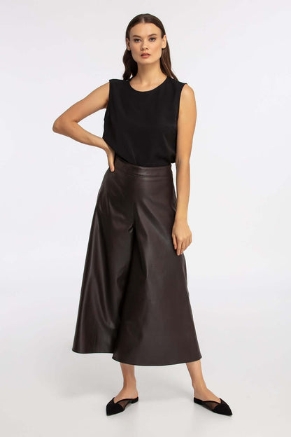 Women's Wide-Leg Leather Pants